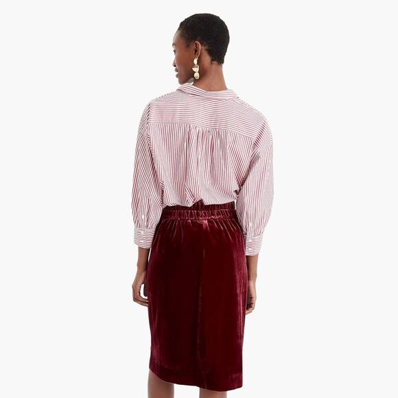 J. Crew Velvet Burgundy Pull-On Skirt Sz XST Elastic Waist Knee Length Holiday - Picture 9 of 10